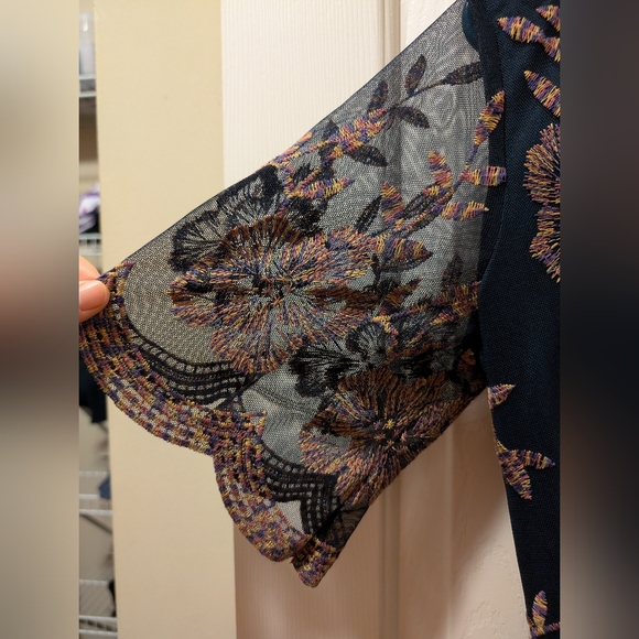 Altar'd State Catania Sheer Mesh Lace Embroidered Dress in Navy - Picture 3 of 4